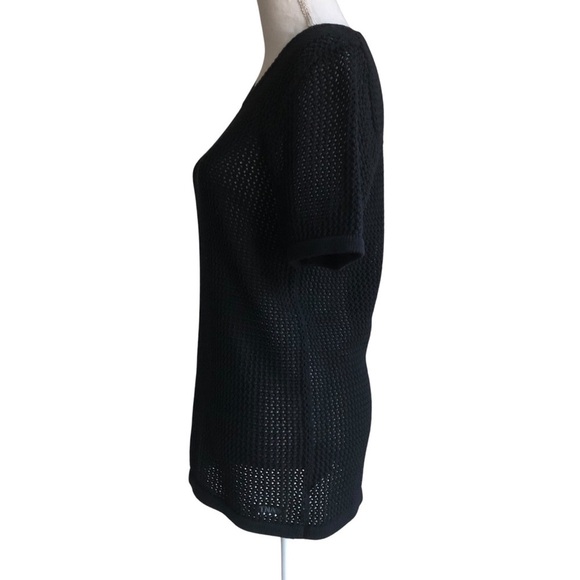 TNA Delamont Sweater Short Sleeve Open Knit Pattern Black Large - Picture 10 of 15
